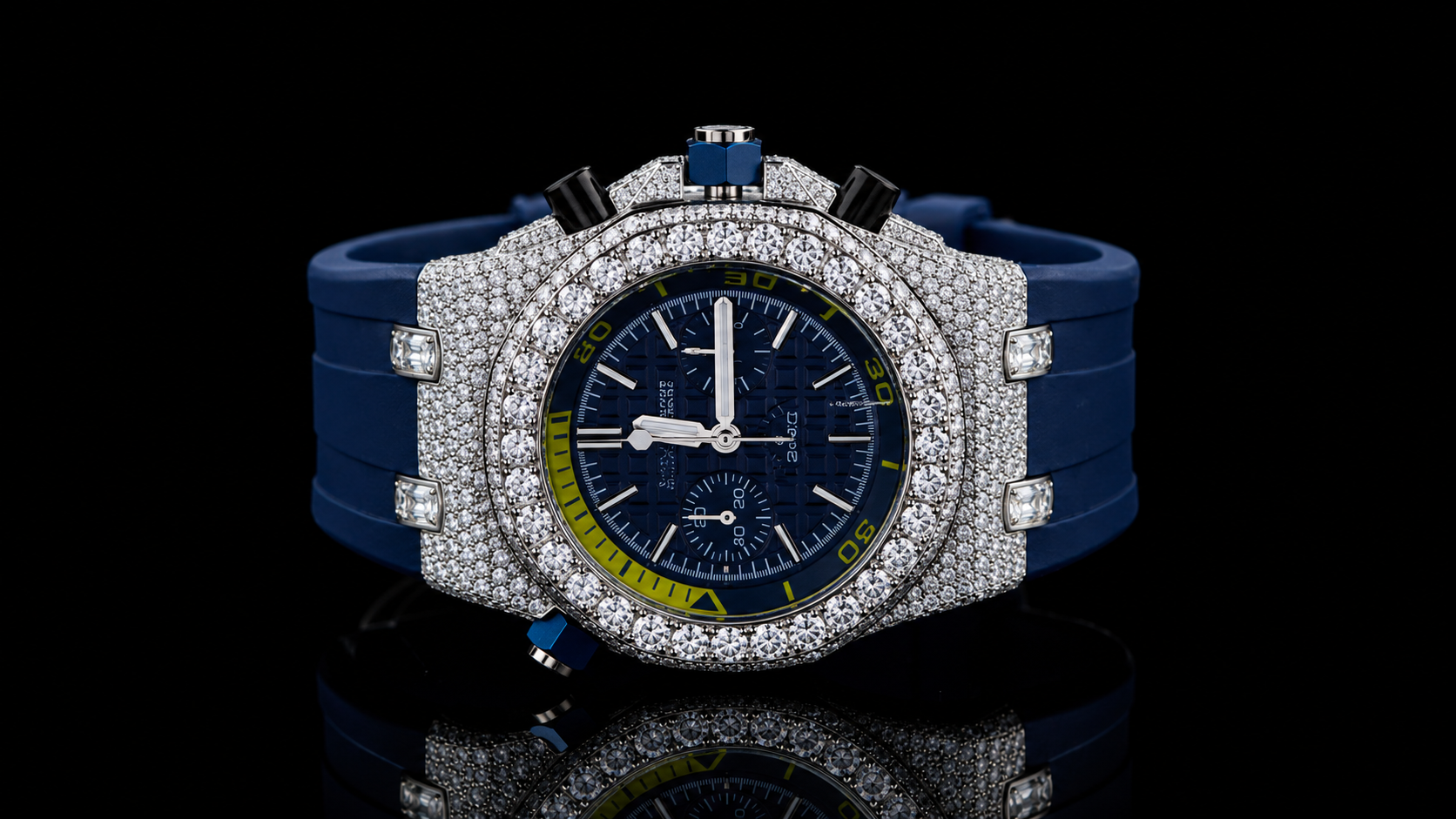 Half iced out watch clean face.