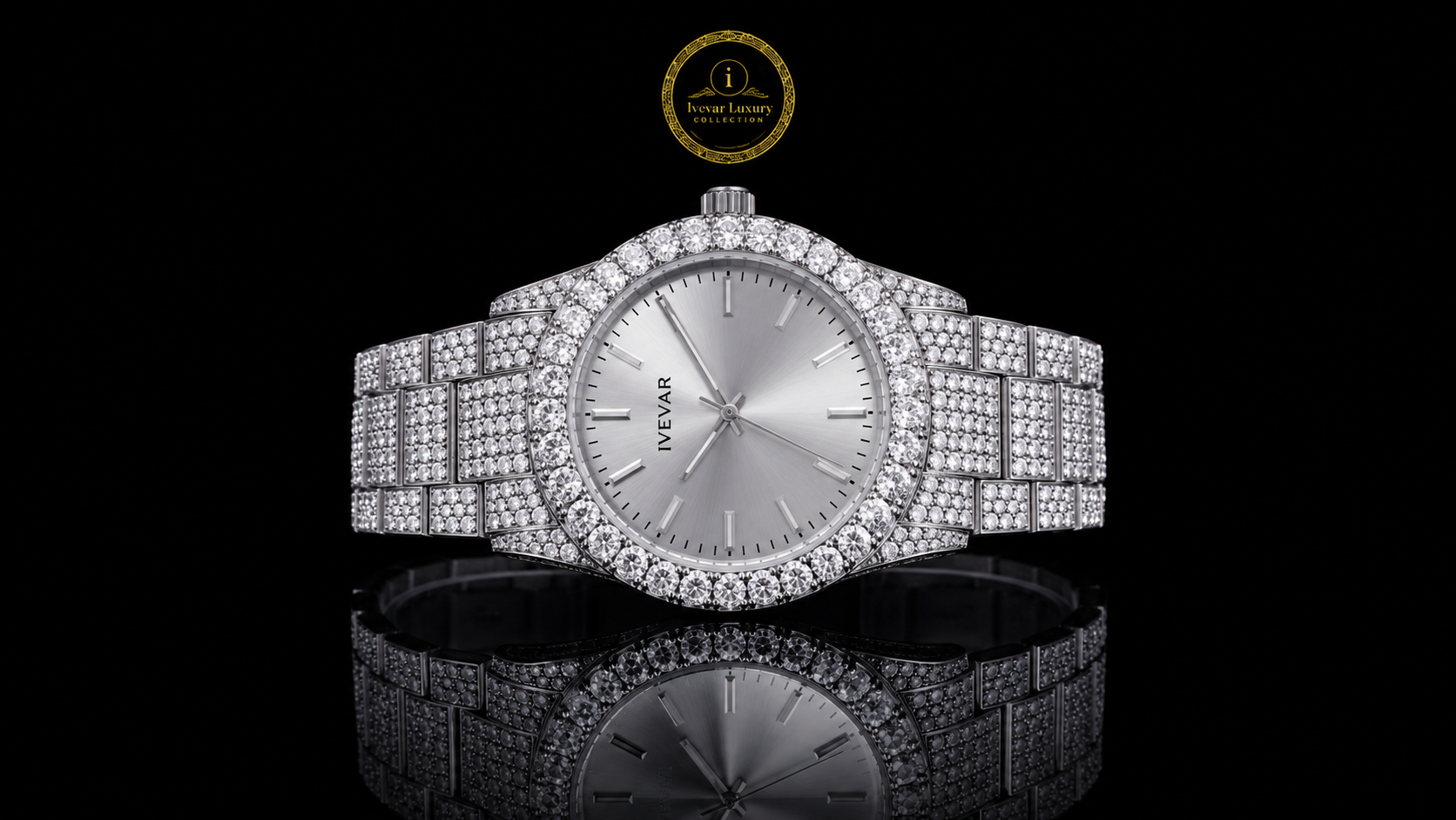 Iced out watch clean face.