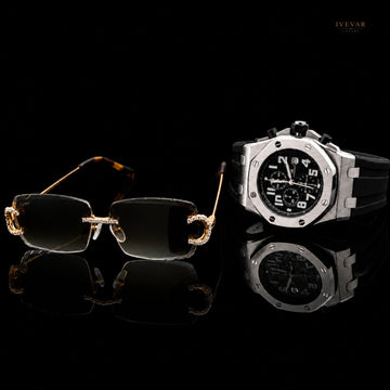 Luxury Statement Watch With Round Cut Moissanite Designer Sunglasses By Ivevar
