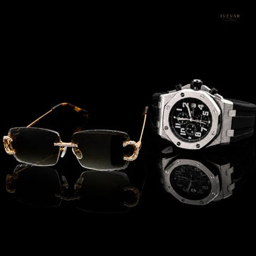 Luxury Statement Watch With Round Cut Moissanite Designer Sunglasses By Ivevar