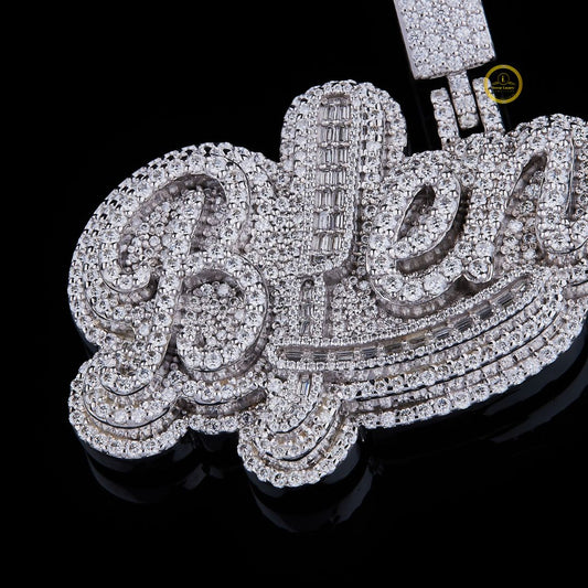 Three steps with Bugget and Round cut Daimonds Letter pandent with Lab Grown Diamond by Ivevar