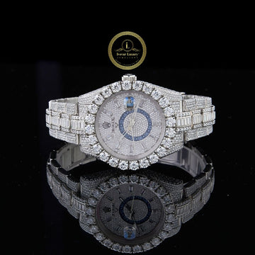 IVEVAR Iced Out Silver Watch Diamond Men's Watch with Silver Plated Band
