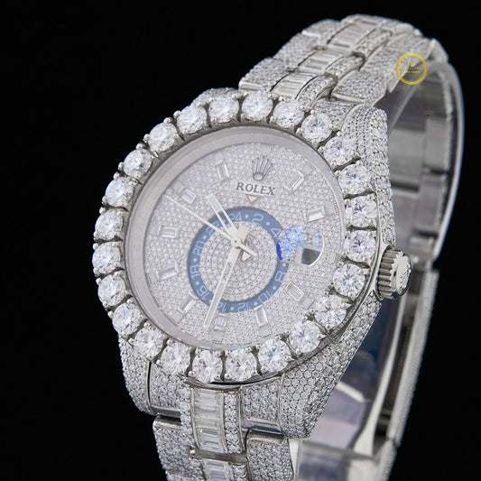 IVEVAR Iced Out Silver Watch Diamond Men's Watch with Silver Plated Band