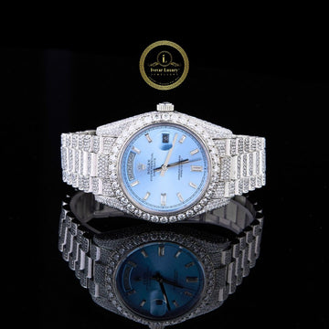Luxury Luminous Diamond Watch - Full Coverage Iced Out Round Cut Timepiece By Ivevar