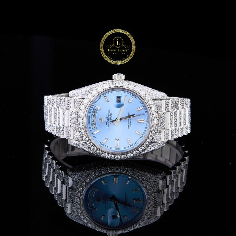 Luxury Luminous Diamond Watch - Full Coverage Iced Out Round Cut Timepiece By Ivevar