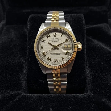 Women's Two-Tone Mother of Pearl Roman Dial Date Watch