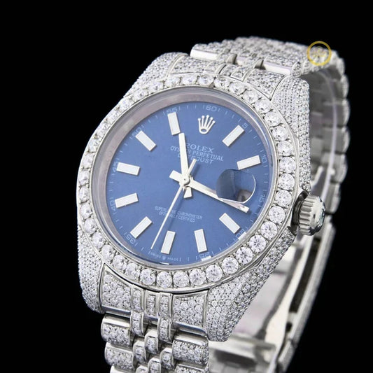 Executive Blue Dial Crystal Encrusted Timepiece And Skeleton Stainless Steel Watch By Ivevar