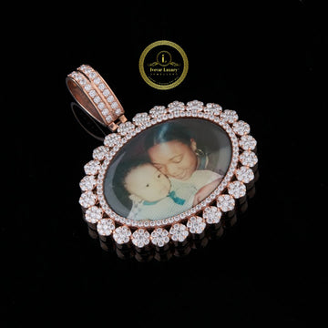 Mother Son Picture Pendent with Lab Grown Diamond with Two Tone by Ivevar
