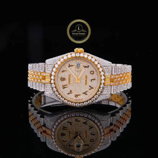 Premium Crystal-Accented Two-Tone Wristwatch And Marquise Diamond Bezel Watch By Ivevar
