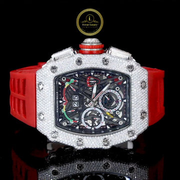 Luxury Diamond Watch - Sporty Red Rubber Strap by Ivevar