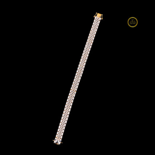 Luxury Lab Grown Diamond Cuban Link Bracelet in Two Tone Gold Iced Pave Diamond Men’s Bracelet