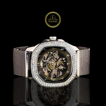 Ivevar Luxury Men's Watch Hand Set VVS Diamonds on Stainless Steel Band