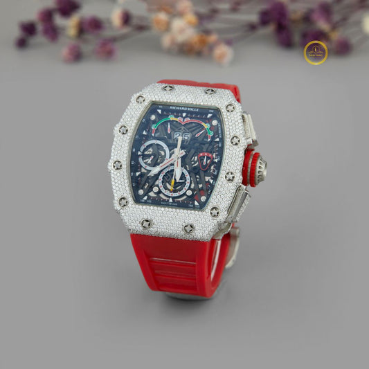 Luxury Diamond Watch - Sporty Red Rubber Strap by Ivevar