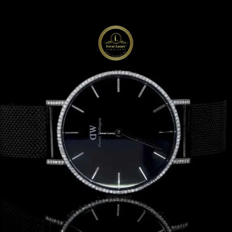 Bling Sports Watch  Diamond Black Dial & Rubber Strap By  Ivevar