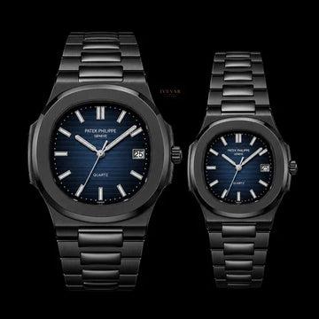 Midnight Ocean Luxury His & Hers Watch Collection Black Steel Nautical Blue Dial Edition with Timeless