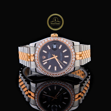 Elegant Men's Wristwatch - IVEVAR Luxury Crystal Quartz Watch with Two Tone Stainless Steel Band