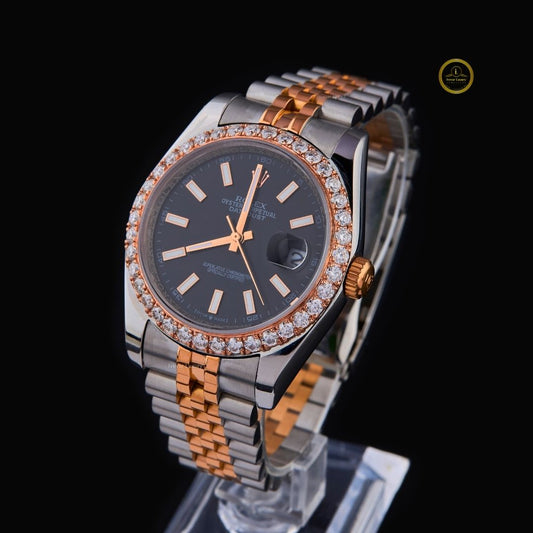Elegant Men's Wristwatch - IVEVAR Luxury Crystal Quartz Watch with Two Tone Stainless Steel Band