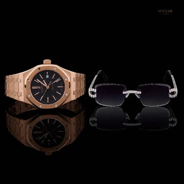 Luxury Rose Gold Watch And Designer Crystal Sunglasses Men's Collection By Ivevar