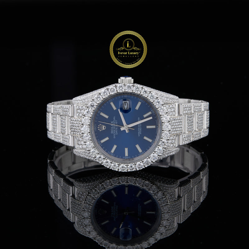 IVEVAR Stainless Steel Diamond Watch – Fully Iced Out Men's Luxury Timepiece
