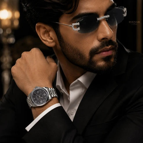 Prestige Stainless Steel Watch And Luxury Eyewear Set Sunglasses Collection By Ivevar