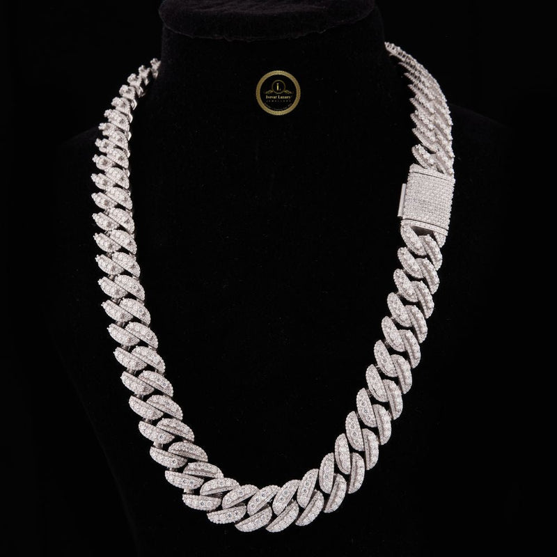 Ivevar Men's VVS1 Lab Grown Diamond Cuban Link Chain 925 Sterling Silver Hip Hop Style
