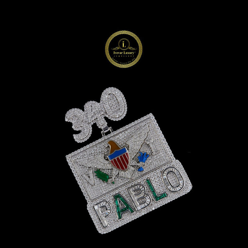 Custom Iced-Out Statement Pendant with Lab Diamond Detailing and Enamel Accents By Ivevar