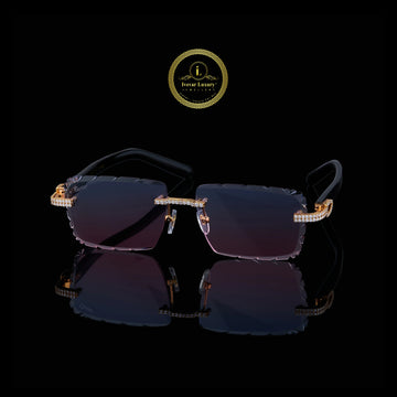 Custom Diamond Rimless Sunglasses Gold Luxury Designer Shades