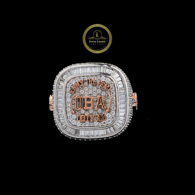 Custom Two-Tone Diamond Championship Ring with Baguette and Pave Detailing