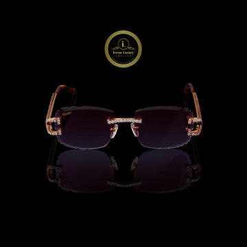 Custom Round Diamond Sunglasses Luxury Rimless Designer Eye wear