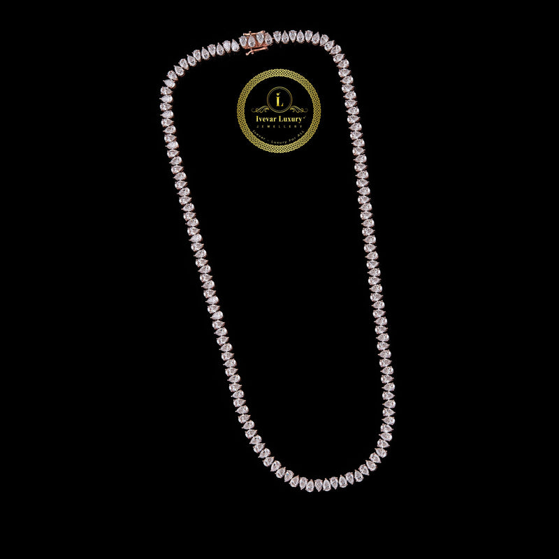 Icy Elegance Pear Moissanite Diamond Tennis Chain by Ivevar Luxury