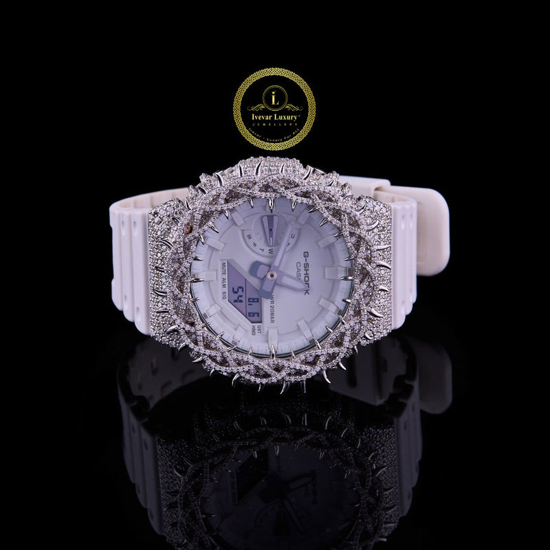Luxury White Thorn Bezel Timepiece By Ivevar