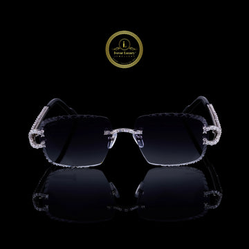 Rimless Diamond Sunglasses with Pave Bridge & Horseshoe Diamond Temples