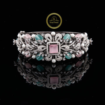 Custom Lab Diamond Bangle Flower VVS Bridal Gift Bracelet