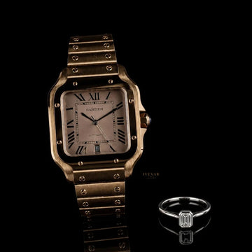 Elite Sport Collection Performance Watch Emerald Cut Diamond Solitaire Ring Gift Set