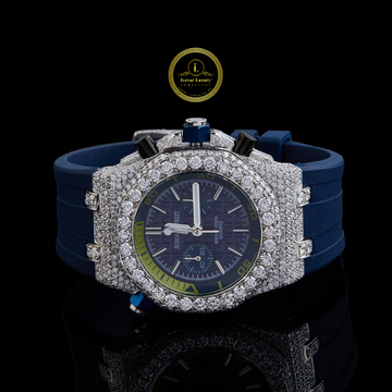 Ivevar Arctic Blaze Diamond Watch Diver with Midnight Blue Strap