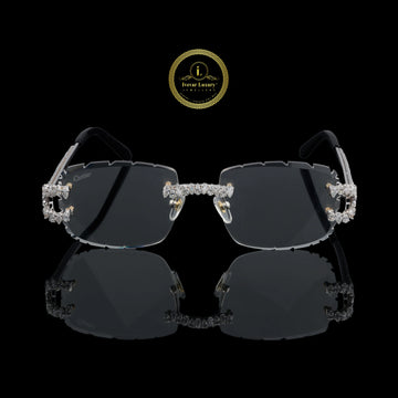 Custom Pear Diamond Sunglasses Luxury Rimless Designer Eye wear