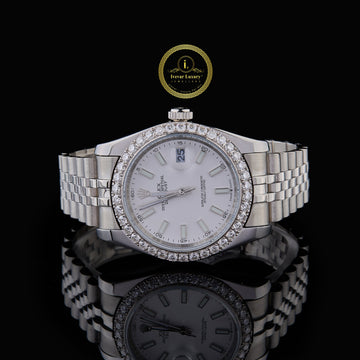 IVEVAR Date-Just Iced Out Watch - Dual Tone Diamond Roman Dial Men's Watch