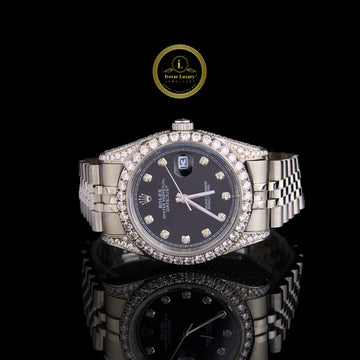 Black Face Unique half Face Diamond Diamond Watch By Ivevar.