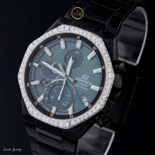 Luxury Men's Diamond Watch  Hand-Studded VVS Diamonds on Stainless Steel Ivevar