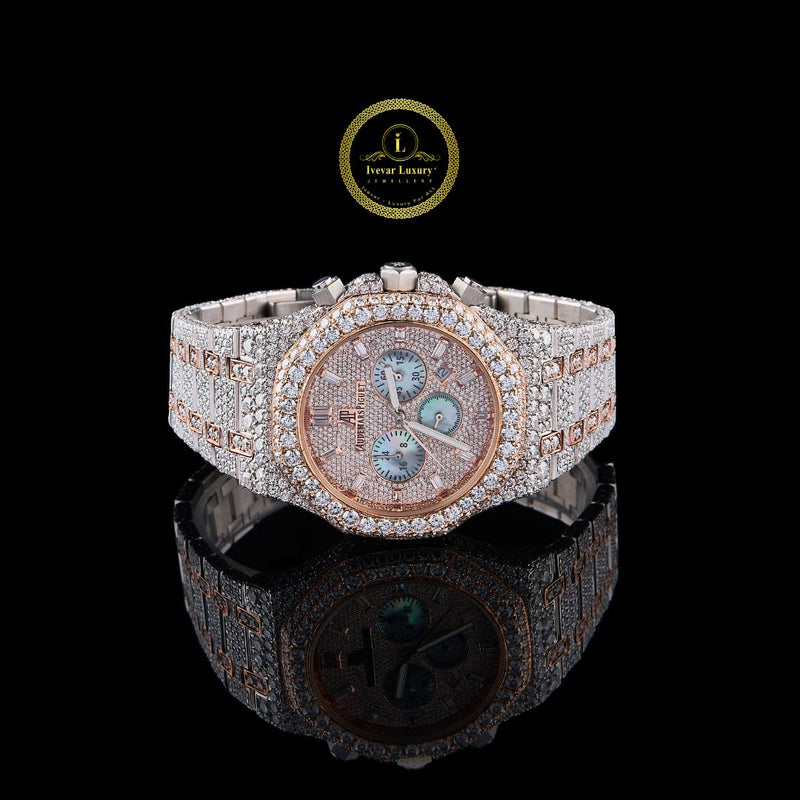 Two Tone With Full Ice Out in Diamond Watch By Ivevar Luxury