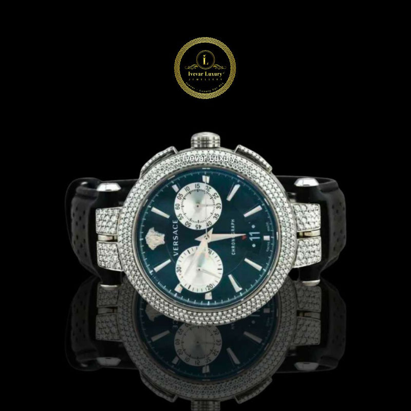 Luxury Diamond Watch with Luminous Hands and Rubber Band by Ivevar