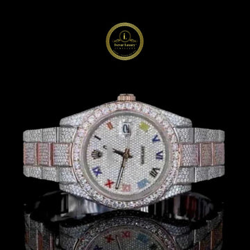 Men's Stainless Steel Diamond Watch - IVEVAR Full Iced Out Bling Watch
