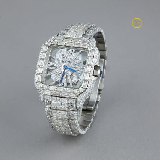 Full Iced Out Skeloton Diamond Watch with Date Display by Ivevar
