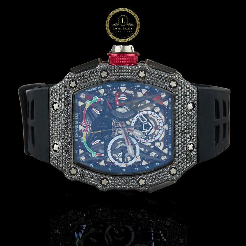 Custom Diamond Chronograph Watch - Premium Rubber Strap Edition By Ivevar