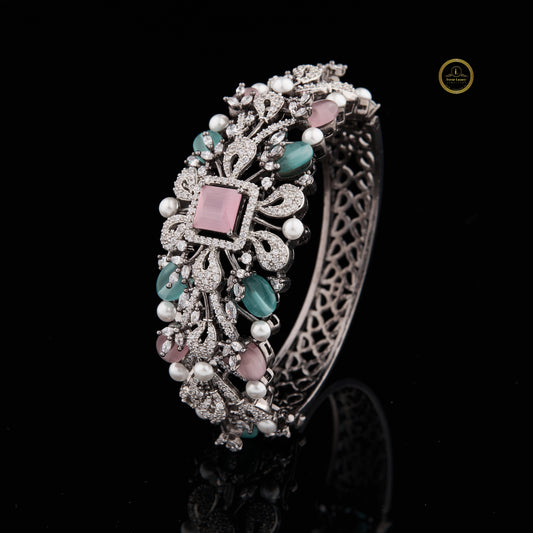 Custom Lab Diamond Bangle Flower VVS Bridal Gift Bracelet