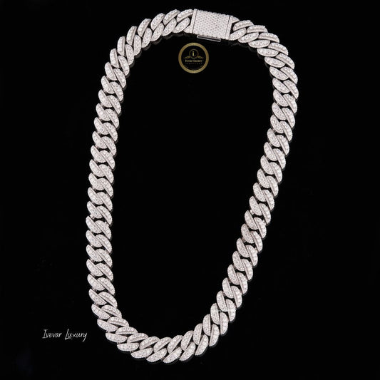 Ivevar Men's VVS1 Lab Grown Diamond Cuban Link Chain 925 Sterling Silver Hip Hop Style