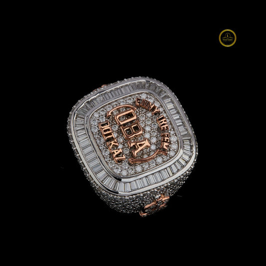 Custom Two-Tone Diamond Championship Ring with Baguette and Pave Detailing