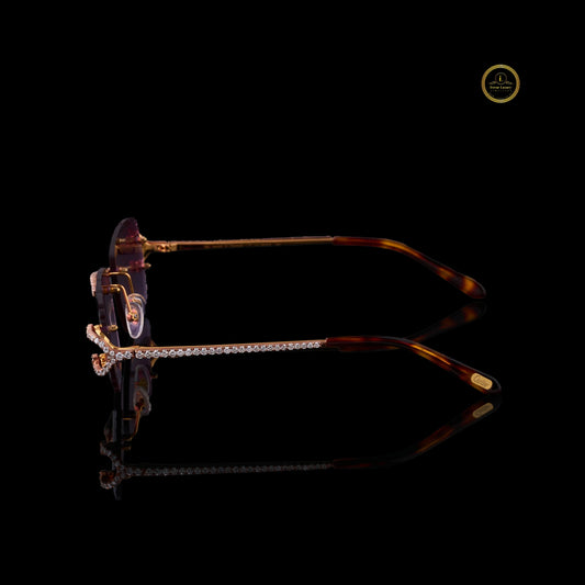 Custom Round Diamond Sunglasses Luxury Rimless Designer Eye wear
