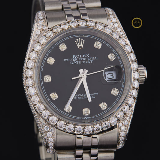 Black Face Unique half Face Diamond Diamond Watch By Ivevar.