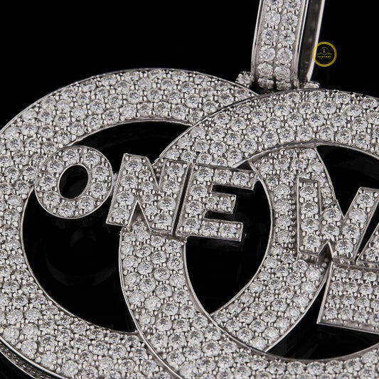 Full Silver Round Cut Lab Grown Diamond OG Latter Unique Style Pendent By Ivevar